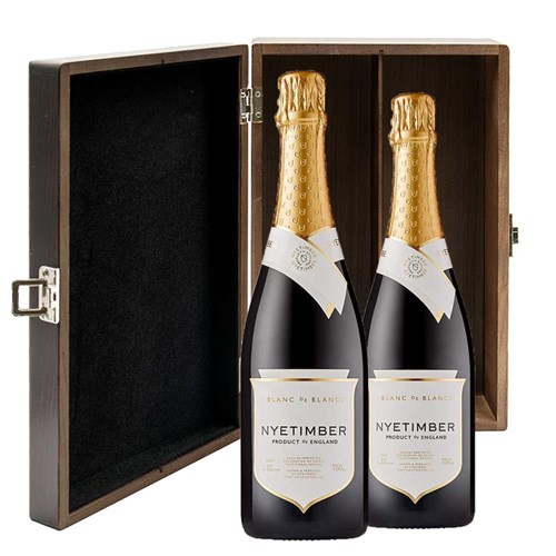 Nyetimber Blanc de Blancs English Sparkling 75cl Double Elm Wood Gift Boxed (2x75cl)